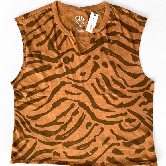 Chaser x Anthropologie  Cedar Striped V-Neck Top - Picture 1 of 3